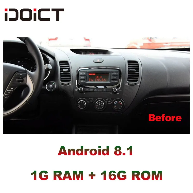 Top IDOICT  Android 8.1 Car DVD Player GPS Navigation Multimedia For KIA Cerato Forte K3 2009-2012 car stereo bluetooth 4