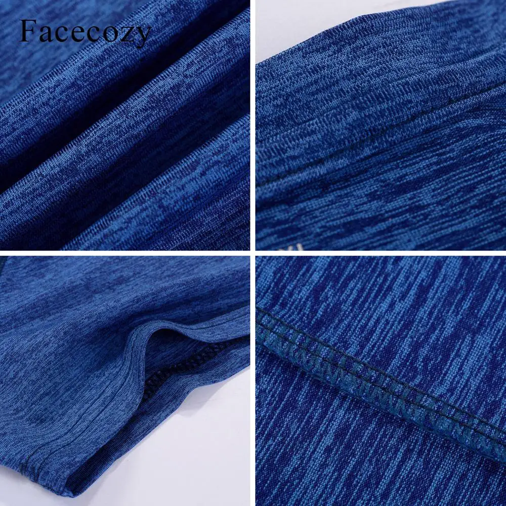 Facecozy мужские летние эластичные спортивные футболки для тренировок однотонные