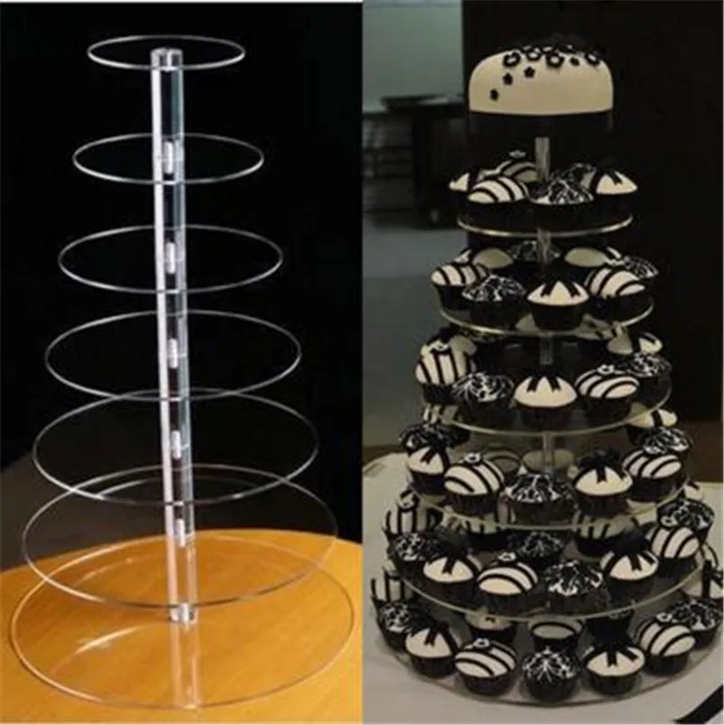 7 Tier Crystal Acrylic Round Cupcake Stand or clear perspex Cupcake