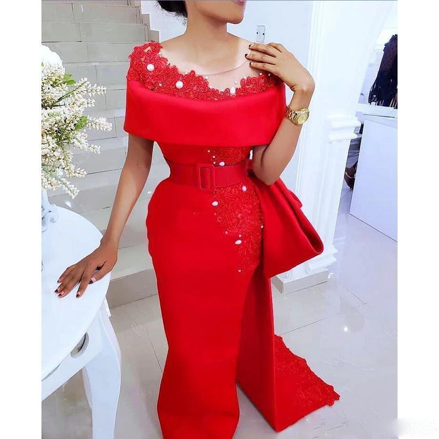 saudi-arabic-red-evening-dresses-sheer-neck-bow-sash-lace-applique-beaded-pearls-sheath-satin-side-split-african-formal-party-pom-gowns
