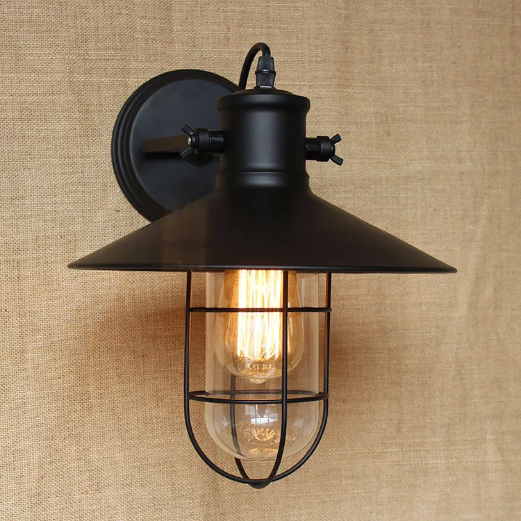 Antique Matte Black Lantern Outdoor Wall lamp Sconce 7