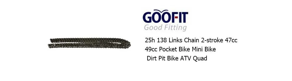 GOOFIT 25 h 138 звеньев цепи для 2-х тактный 47cc 49cc мотоциклетный жакет с карманами велосипед мини велосипед Dirt Pit Bike ATV Quad G043-002