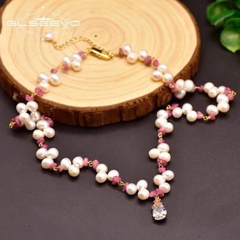 

XlentAg 100% Natural Fresh Water White Pearl For Women Wedding Gift Birthday Party Handmade Fine Jewellery Collier GN0139