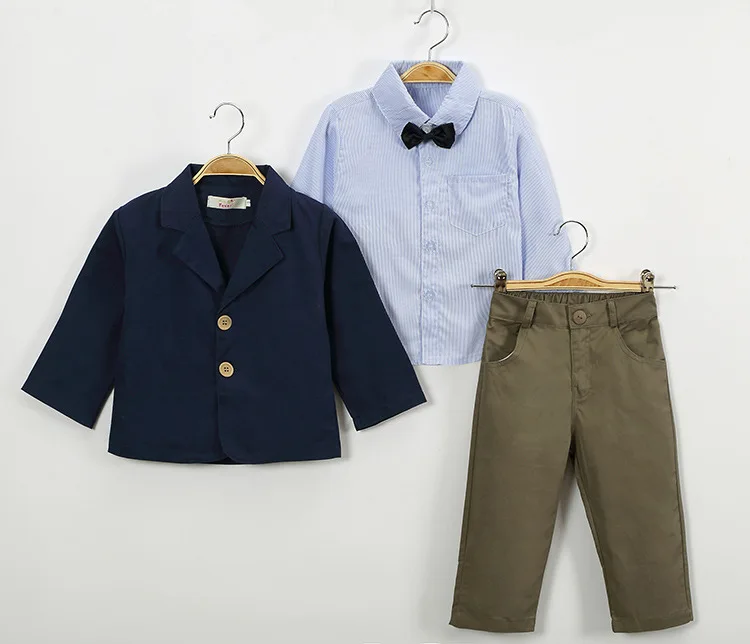 Новая весенне-осенняя одежда из 3 предметов Одежда для маленьких мальчиков Одежда для джентльменов комплекты детской одежды 14 компл./лот