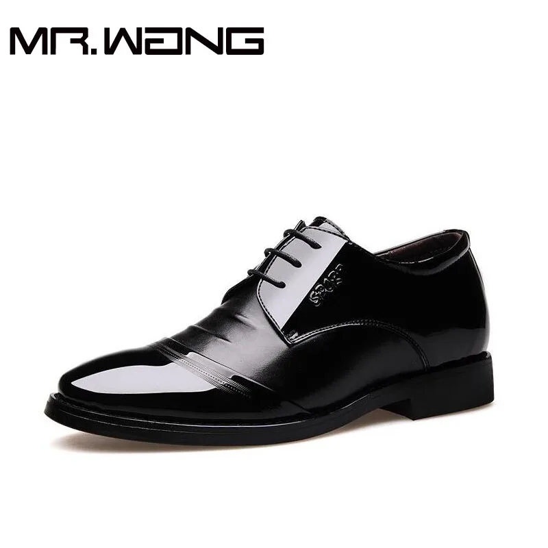2017High Quality Men Dress Shoes Men Flats Black Leather Oxford Shoes Lace Up business wedding shoes