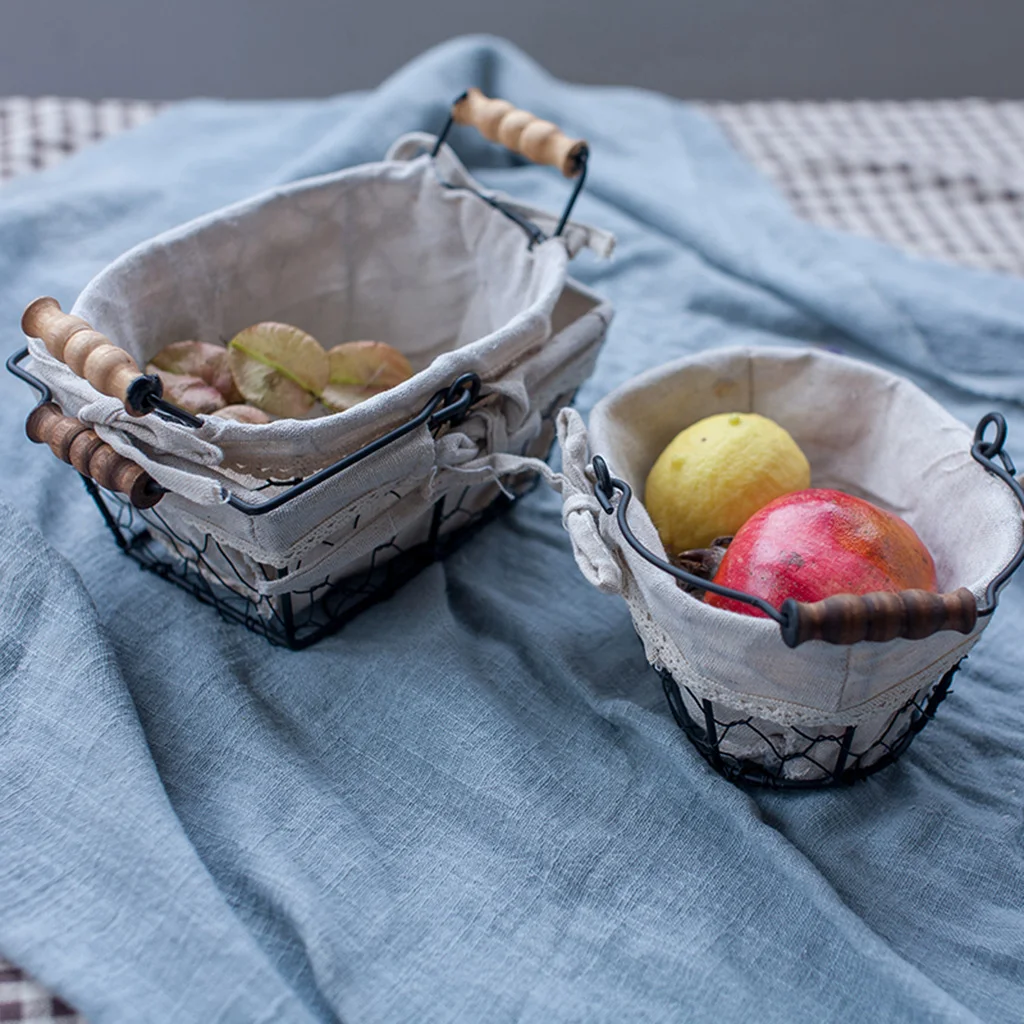  Geometric Fruit Basket Bowl Kitchen Metal Bread Sundries Storage Display for Home Kitchen Desk Food Container Bowl with Handles