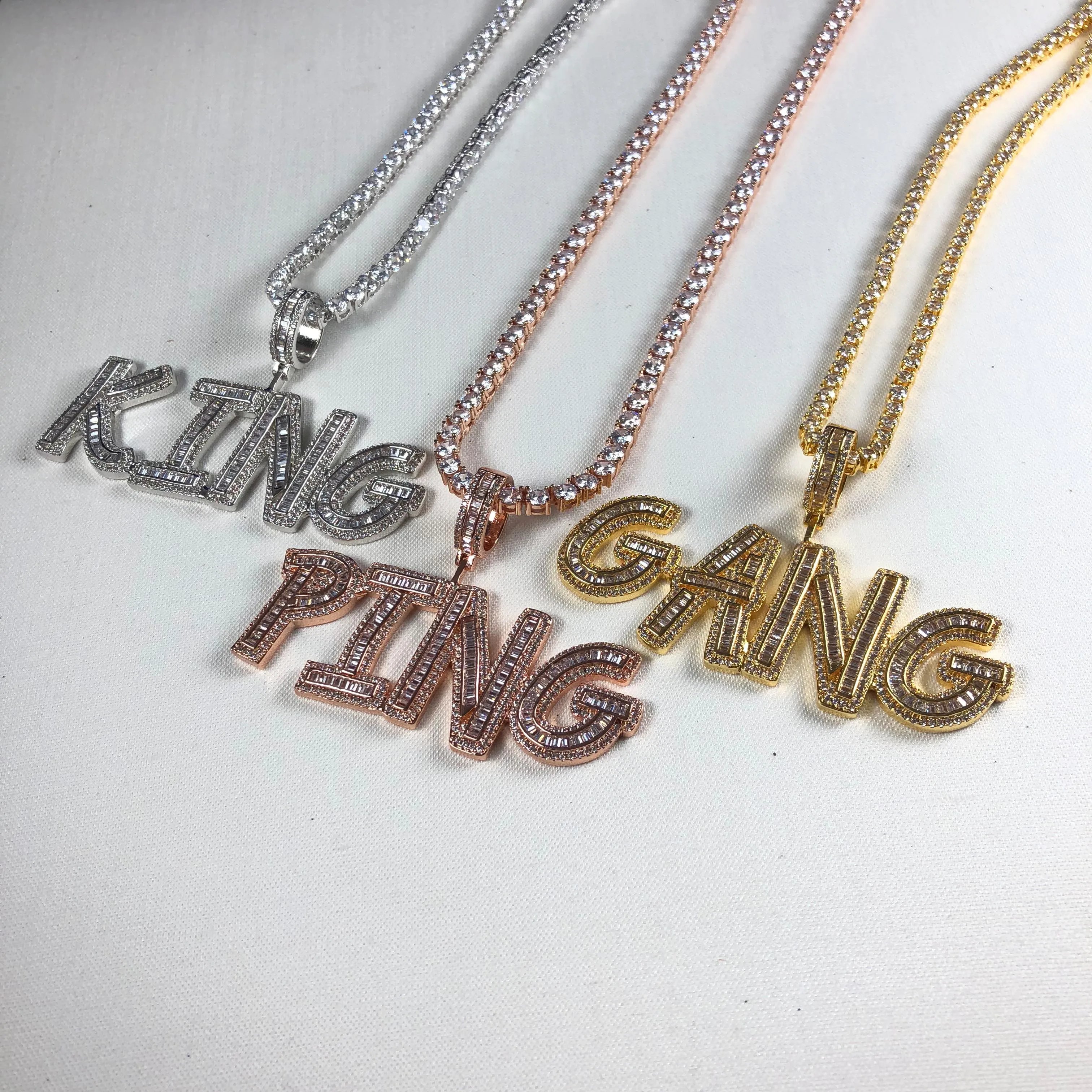 

Custom name pendant Baguette letter pendant