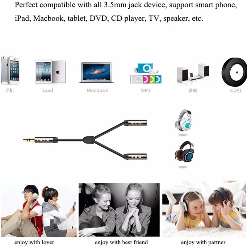 MEIYI 3.5 mm Jack Aux Audio Cable 1 Male to 2 Female Headphone Splitter Y Extension Cable for Car Phone Tablet Audio Cable MEIYI 3.5 mm Jack Aux Audio Cable 1 Male to 2 Female Headphone Splitter Y Extension Cable for Car Phone Tablet Audio Cable