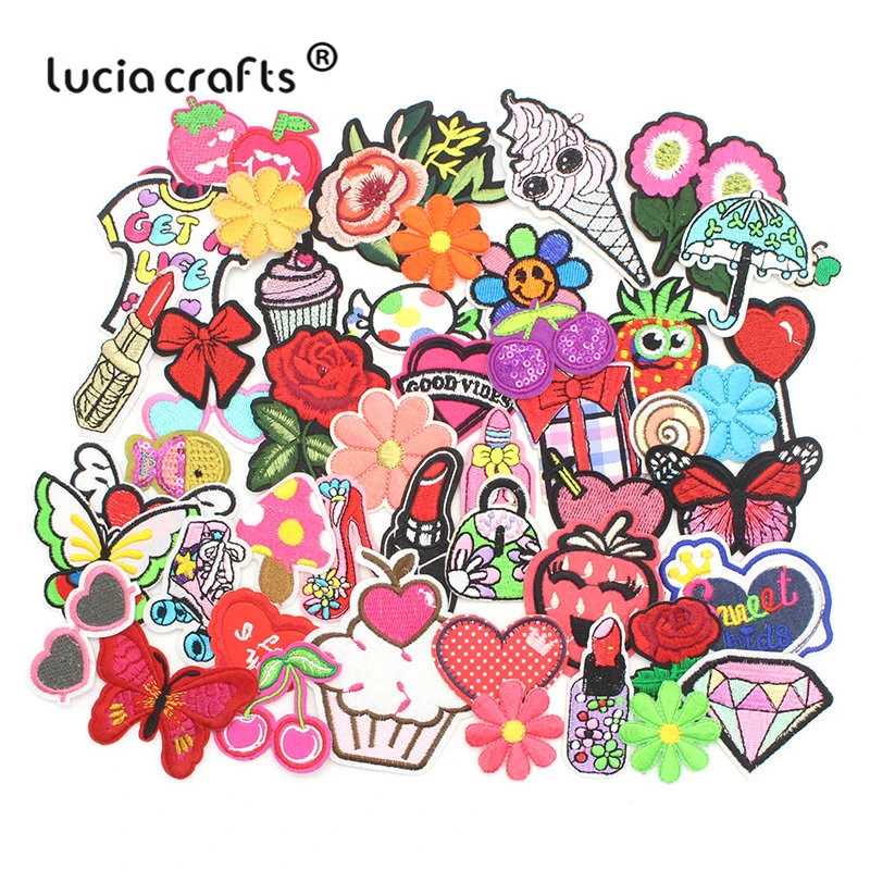 Lucia crafts 12 шт/24 шт 3-15 см случайные модные патчи для женщин милые девушки дети утюг на патч аппликация на одежду L0307