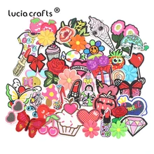 Patchs de mode aléatoires pour femmes et filles, 12 pièces/24 pièces, 3-15cm, jolis patchs en fer pour enfants, pour vêtements, L0307