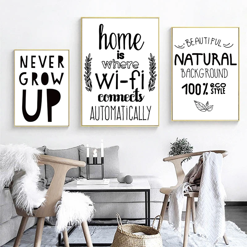 

RELIABLI ART Black White Letters Canvas Art Wall Pictures For Bedroom,Restaurant Minimalist Nordic Decorative Pictures Posters