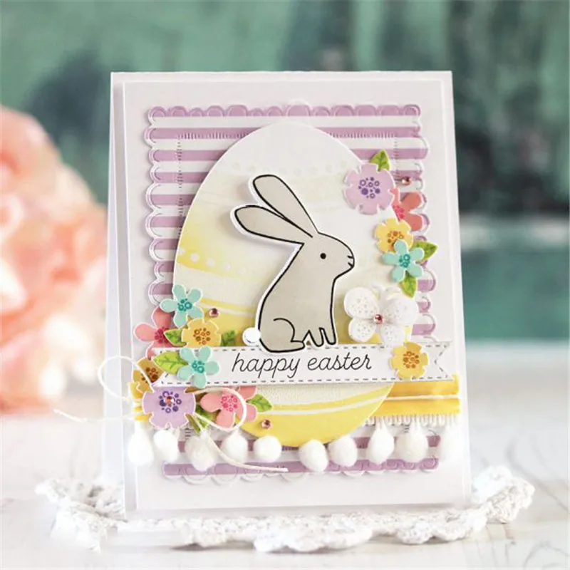 

GJCrafts Stamps Clear and/with Dies Easter for Card Making Cutting Dies Bunny for Scrapbooking Rabbit Metal Embossing Craft New