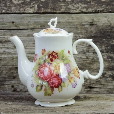 Fashion British Bone China Coffee Pot European Style Afternoon Tea Teaset Ceramic Teapot Coffee Pot Flower Tea Pot Porcelain Pot - Цвет: A