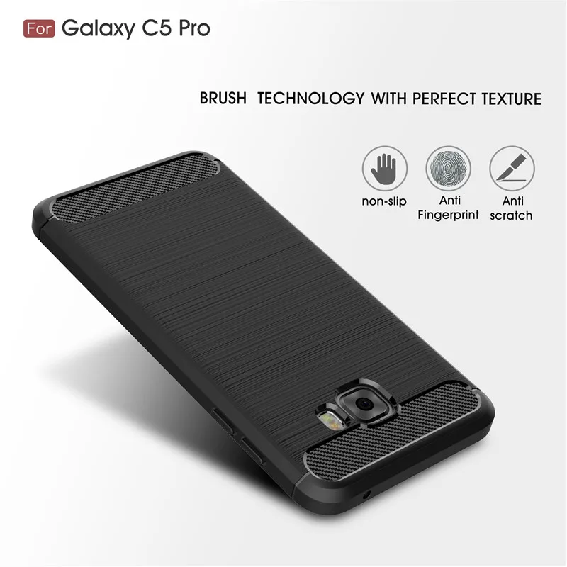 For Samsung Galaxy C5 Pro Case Carbon Fiber Ultra Super Thin Slim Back Cover Soft TPU Silicone Hybrid Protective |