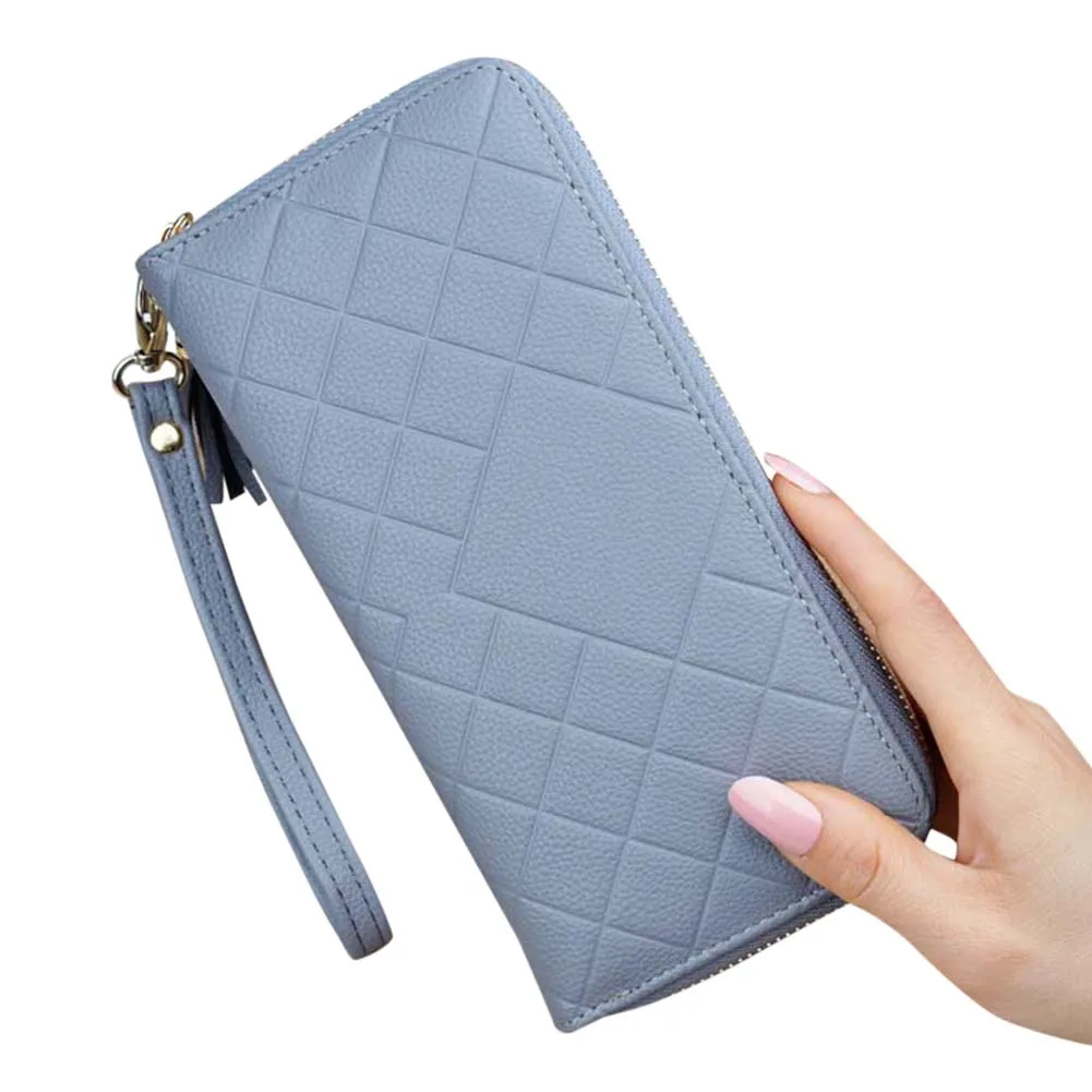 Light blue Новые женские длинные кошельки Сумочка PU молния Мода для кредитных ID карты монет мобильного телефона WML99 - Цвет: Light blue