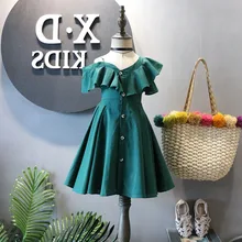 Kids Dress For Girls Summer 2019 New Green Off-the-shoulder Ruffle Dress Children Fashion Princess Party Dress For Girls 2-6T Kids Dress For Girls Summer 2019 New Green Off-the-shoulder Ruffle Dress Children Fashion Princess Party Dress For Girls 2-6T