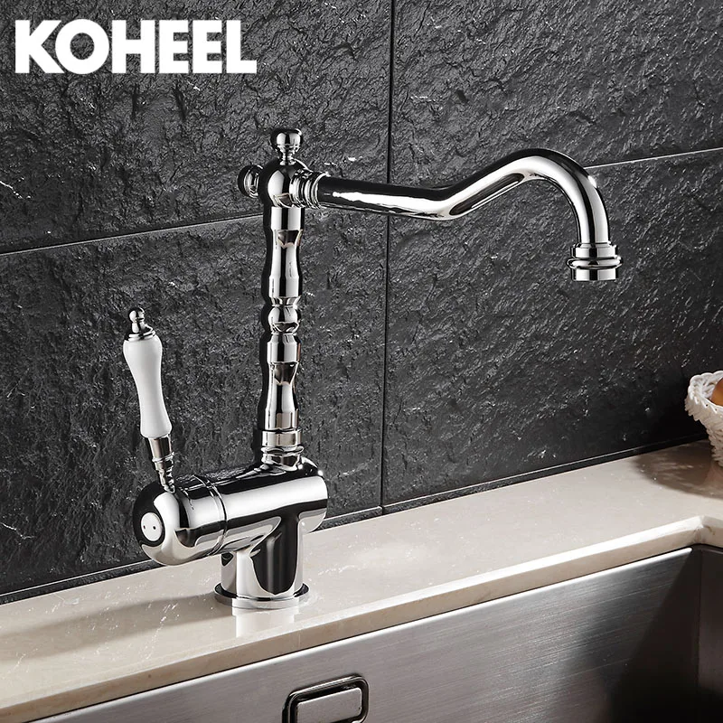 

Free Shipping Kitchen Faucet With Ceramic Handle Luxury Water Tap Chrome Swivel Kitchen Sink Faucet Mixer Kitchen Vanity Faucet