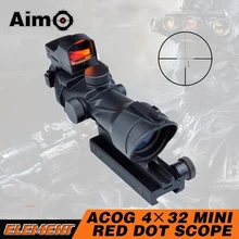 Aim-O ACOG Стиль 4x32 крест прицел оптический прицел мини красный Точечный светильник сенсор Охота Refle область AO5317