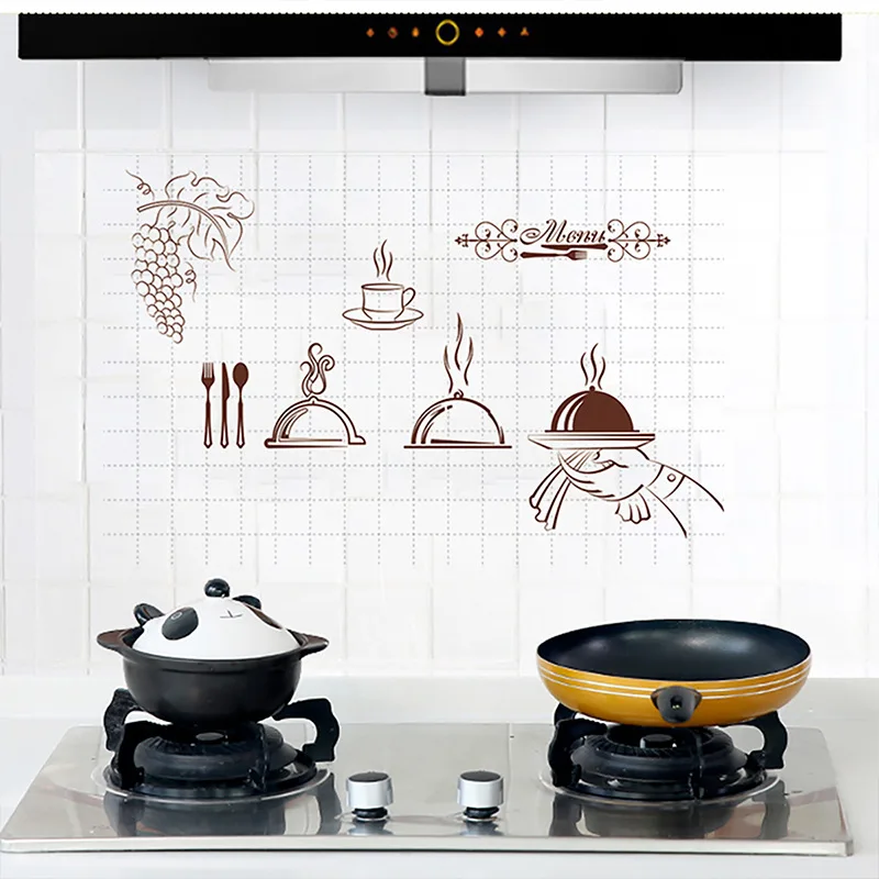 New kitchen wall stickers self-adhesive wall stickers PVC home decor waterproof oil-proof stickers in the cabinet kitchen decor