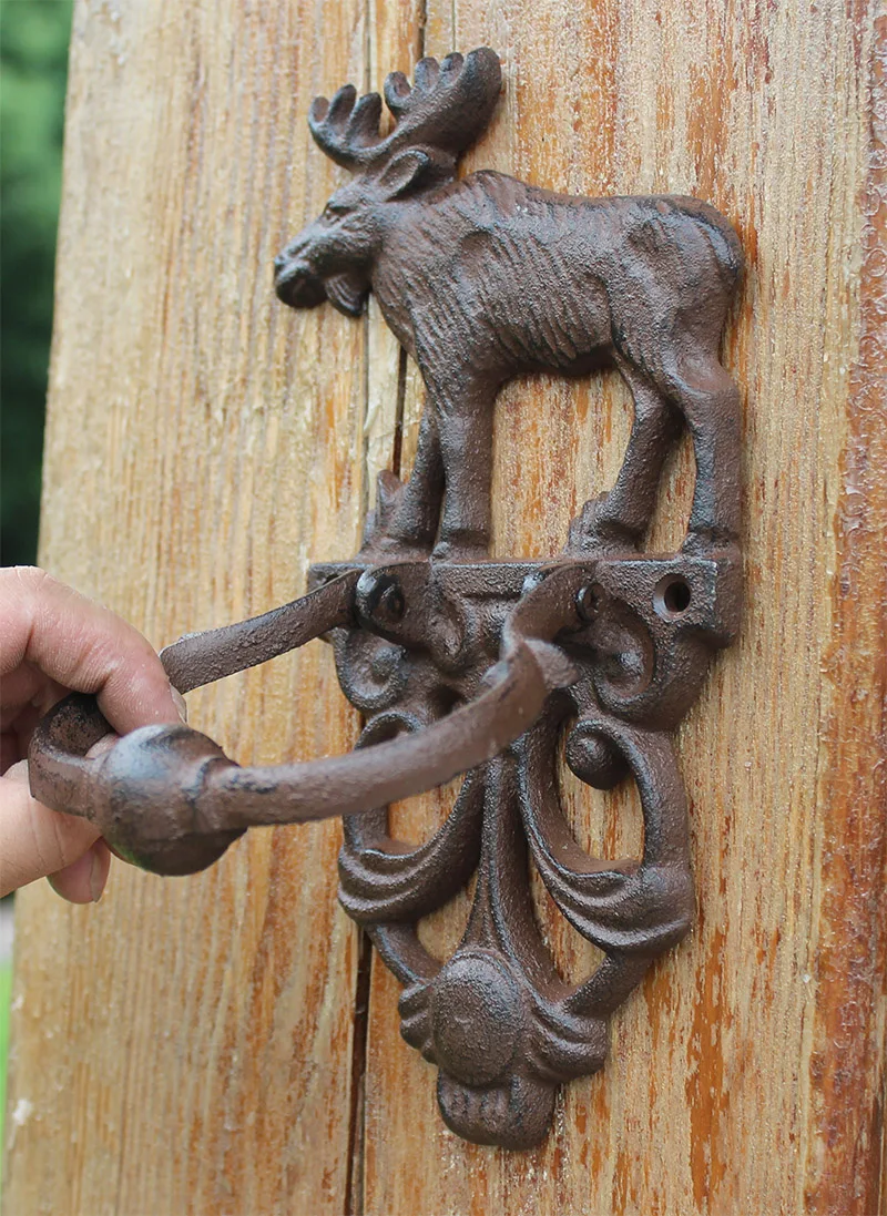 

2 Cast Iron Door Knocker Elk Moose Decorative Doorknocker Traditional Vintage Style Animal Door Handle Door Latch Country Brown