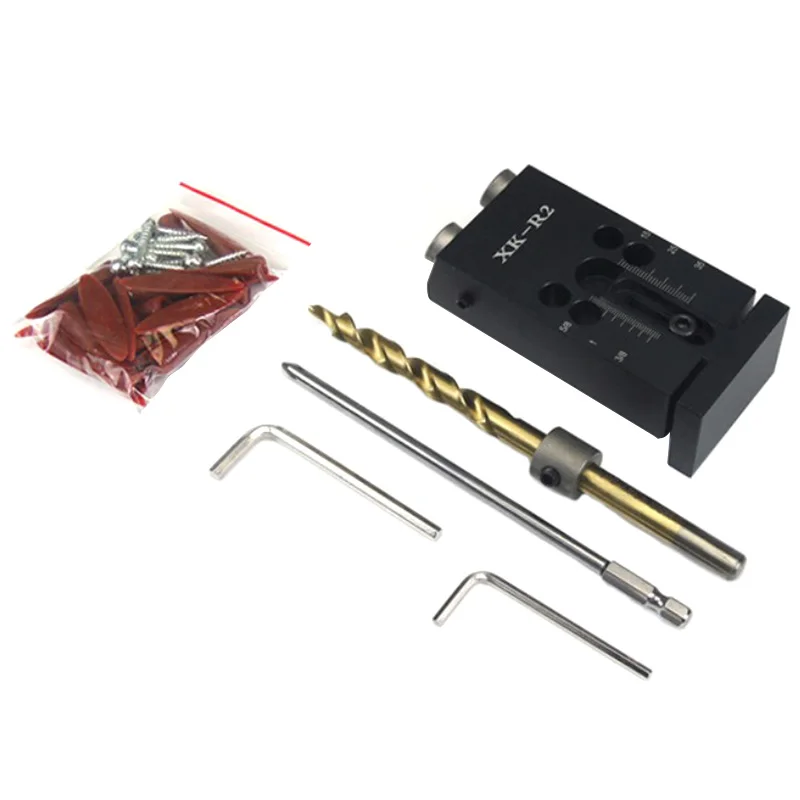 

Woodworking Oblique Hole Punch Locator Woodworking Pocket Hole Jig Kit With 9.5Mm Drilling Bit Screwdriver Wrench & Accessorie