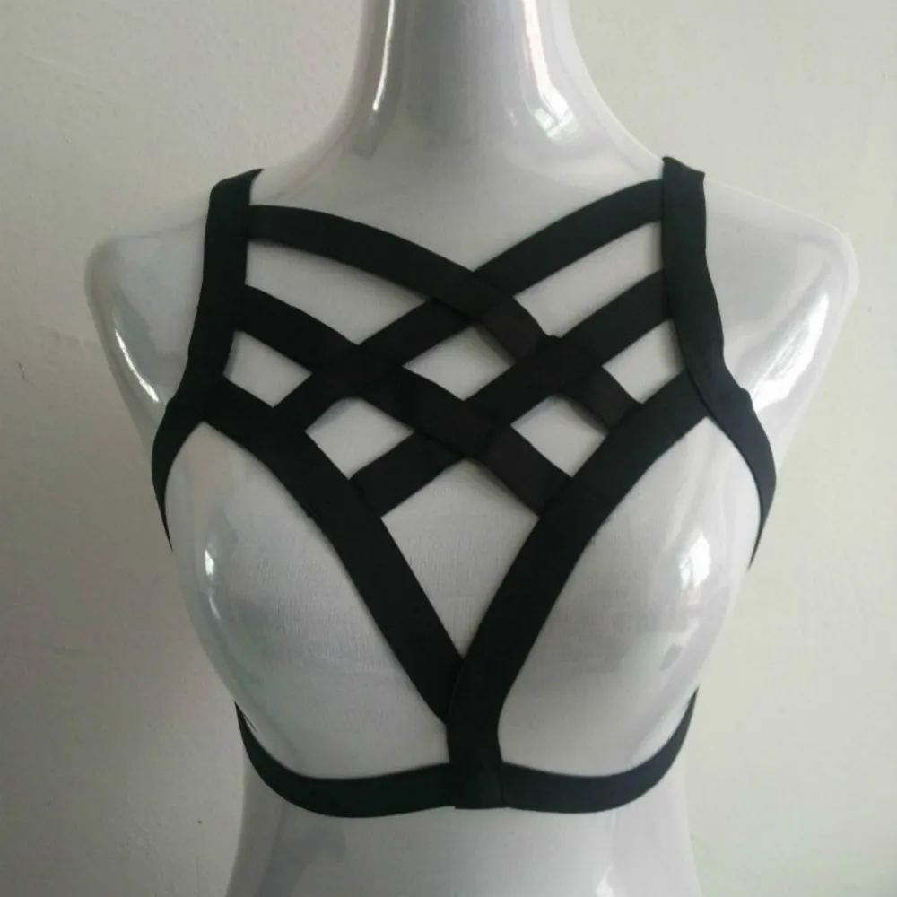 New fashion pastel goth harajuku garter font b belt b font gothic bust bondage bra sexy