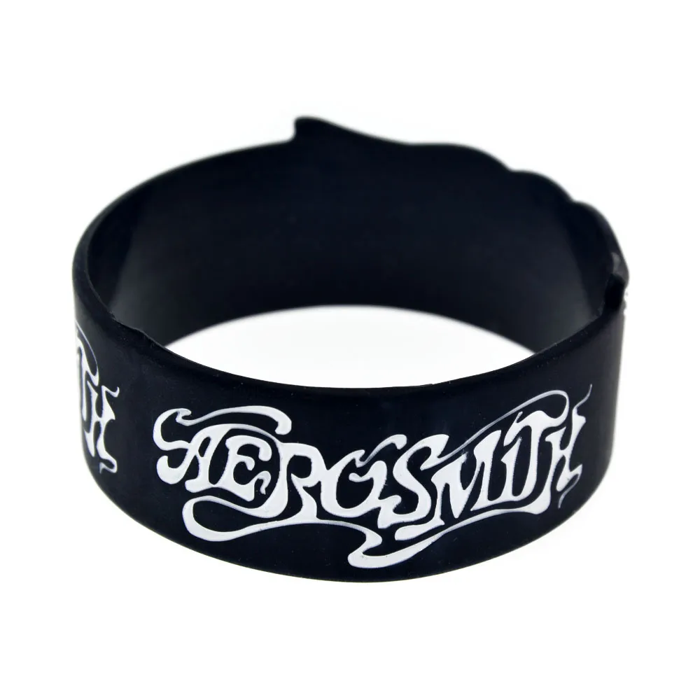 1 шт 1 Дюйм Широкий Aerosmith Силиконовый браслет с крыльями Черный Цвет для взрослых