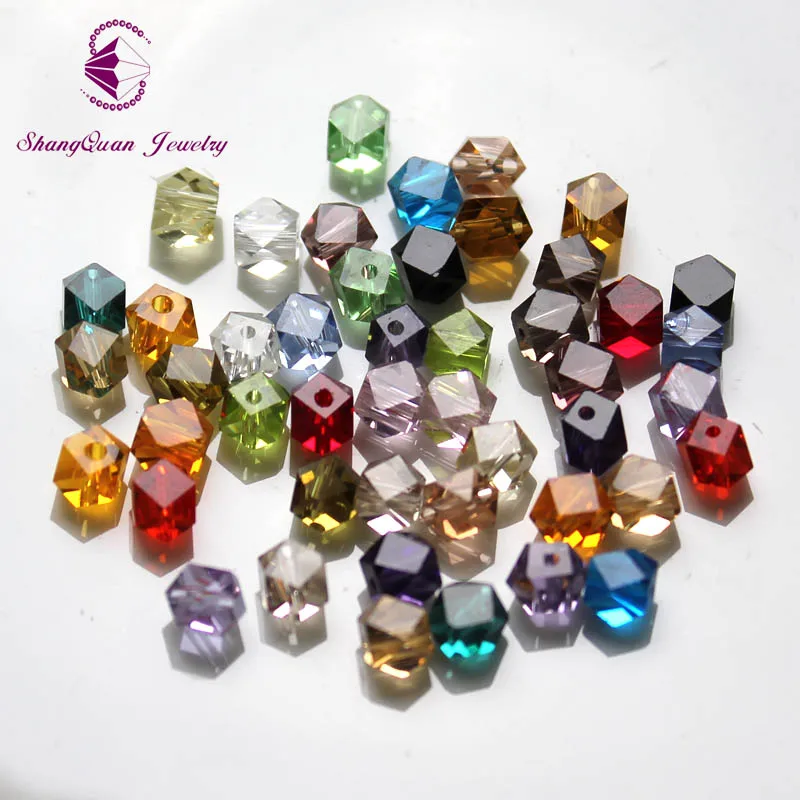 

100pcs 4mm Unique Irregular Faceted Square shape Cube Loose beads for jewelry making multi-color