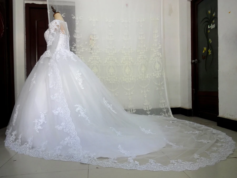 LOVSKYLINE Vestido De Noiva O шеи Кружева Свадебные и Бальные платья 2018 с длинным рукавом из бисера Винтаж свадебное платье Большие размеры