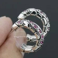 925 пробы серебро красный CZ мужские байкерские коромысло серьги 8M017(2 шт