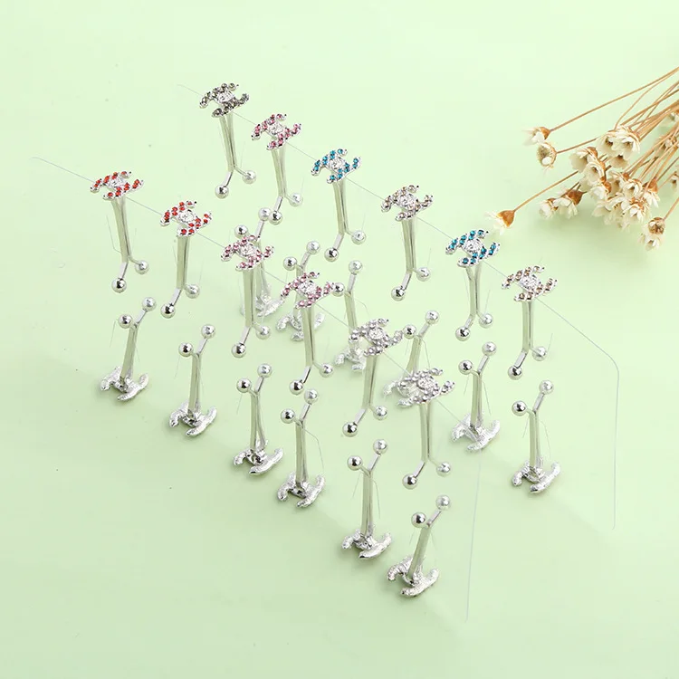 24pcs/lot scarf clips pins brooches women fashion rhinestone crystal