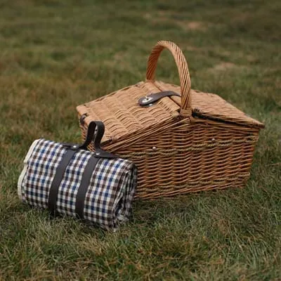 Новое поступление, модная, но винтажная семейная домашняя коробка для хранения, плетеная корзина для пикника, горячая Распродажа с ковриком для пикника, лучший подарок на праздник - Цвет: With Picnic Mat