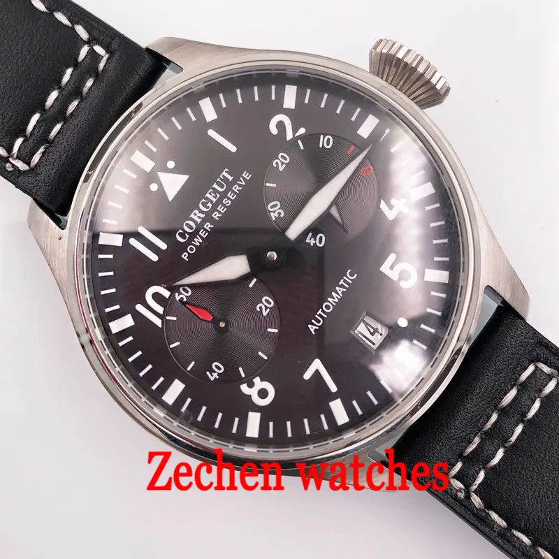 

Corgeut 42mm New Seiko Mens Kinetic Automatic Watch Black Dial Water Resistant & Date