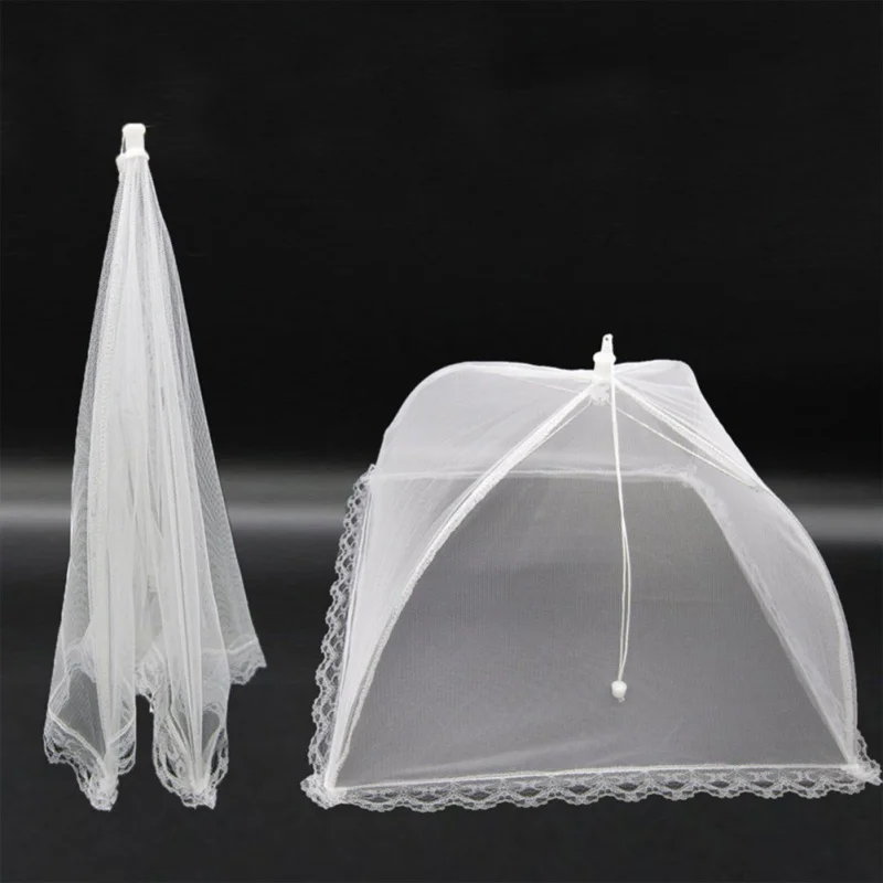 

Anti Mosquito Fly Resistant Household Food Cover Lace Net Foldable Umbrella Food Cover Net For Outside Picnic Cookout Free Ship