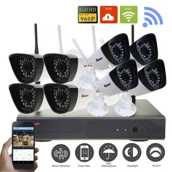 8ch HD охранных Беспроводной NVR IP Камера Системы 960 P CCTV набор ИК Ночное видение Wi-Fi Камера S-Video NVR комплект видеонаблюдения