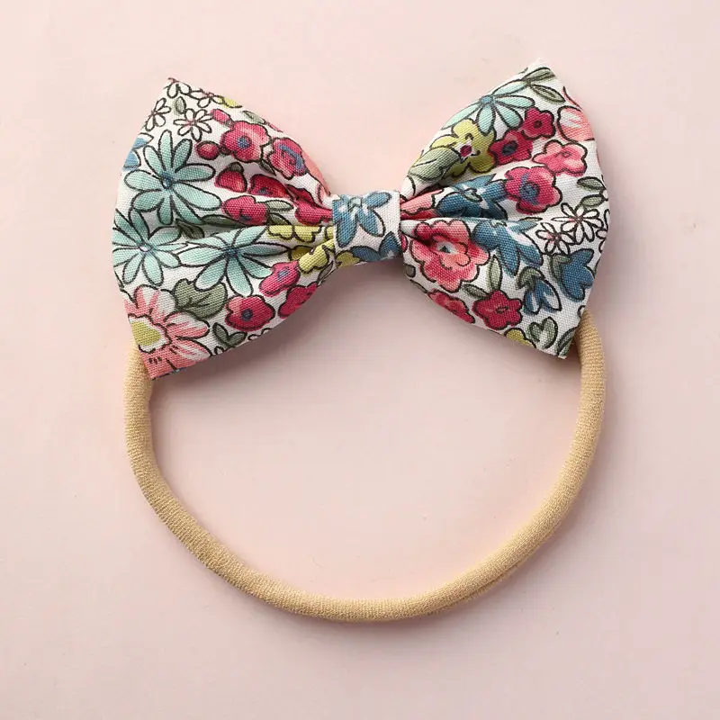 Фрукты с принтом «арбуз ткань заколки для волос, для детей, для малышей галстук-бабочка, из мягкого нейлона и шифона со вставками в полоску, повязка на голову ручной работы школы с бантом для девочек, ручная работа HB334D