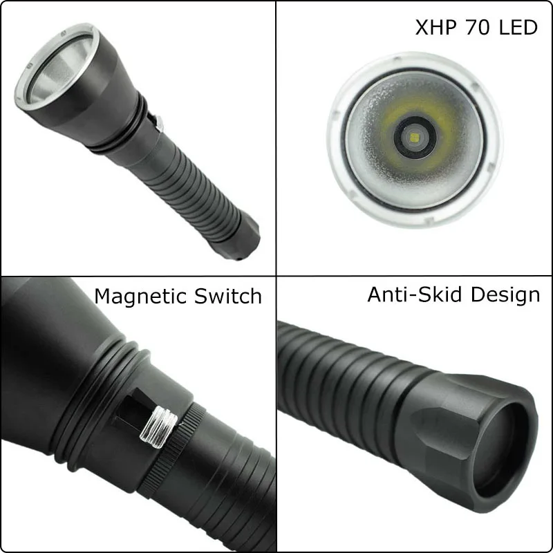 powerful XHP70 led Diving flashlight 6
