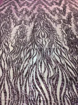 

hot sale african sequins tulle mesh fabric shining glued glitter sequins lace fabric DiuDiu-7503 in silver