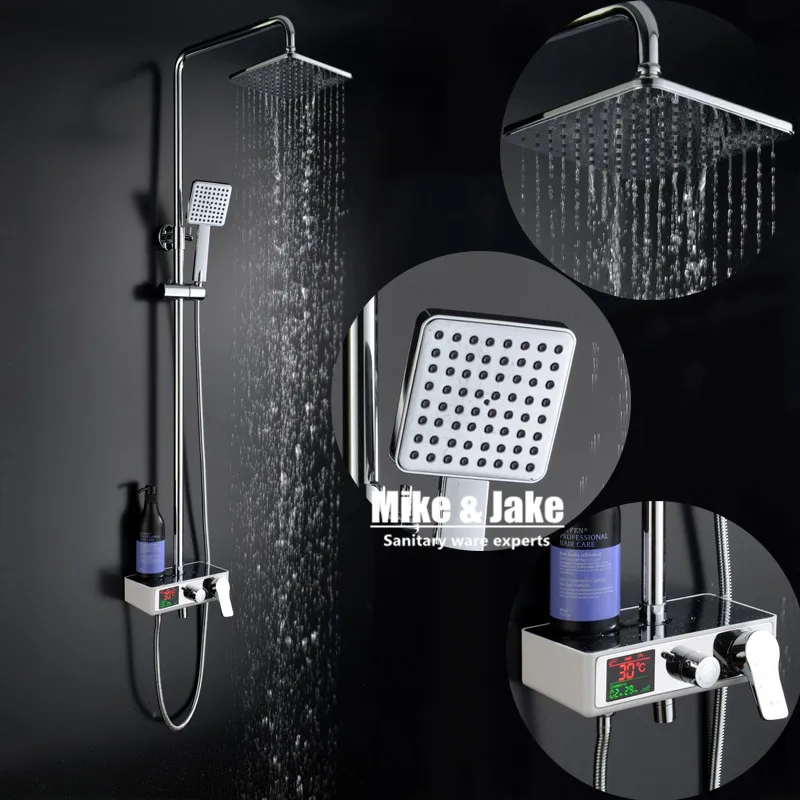 

Digital shower set wall mounted shower kit with display bathroom shower mixer Intelligent shower mixer hot and cold accessory