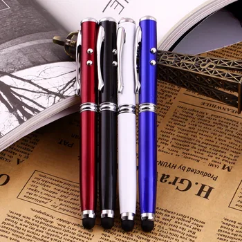 Compatible 4in1 LED Laser Pointer Torch Touch Screen Stylus Ballpoint Pen for iPhone for Ipad for Samsung