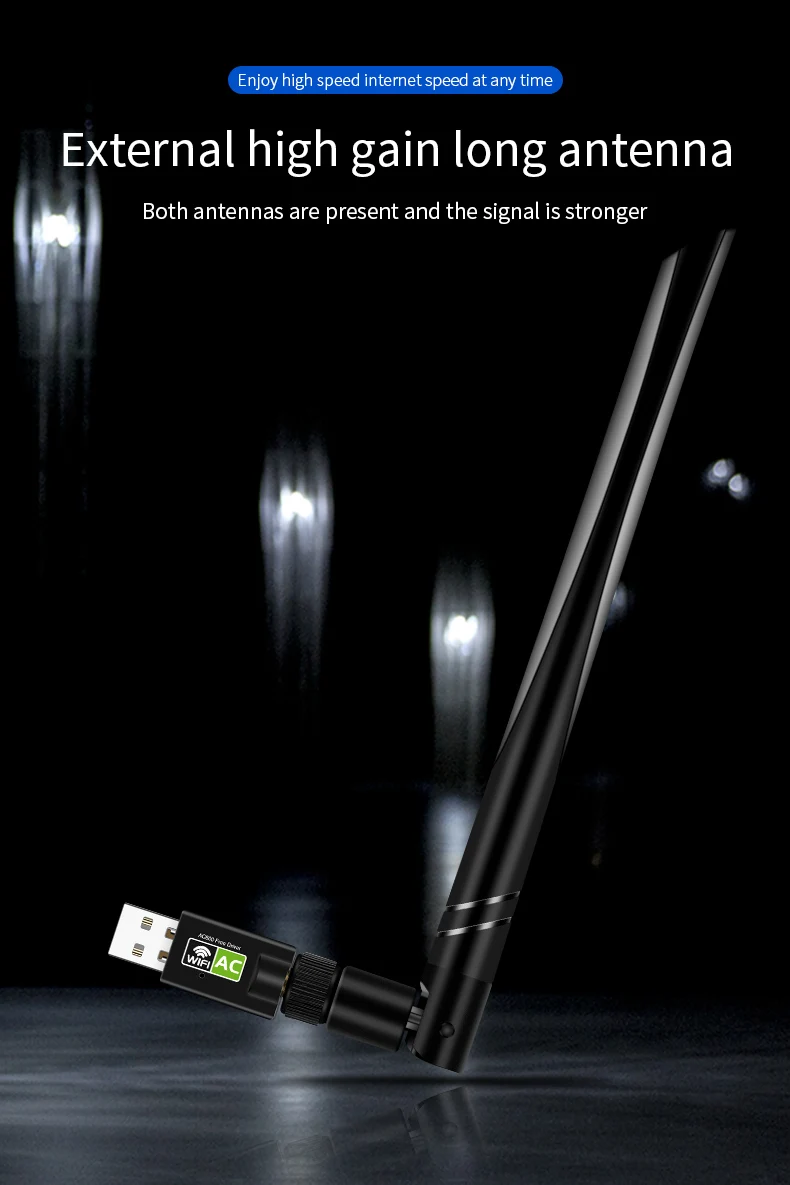 Свободный привод с USB Wifi адаптер 600 Мбит/с Wi-Fi адаптер 5 ГГц антенна USB Ethernet PC Wi-Fi адаптер LAN Wifi ключ AC Wifi приемник
