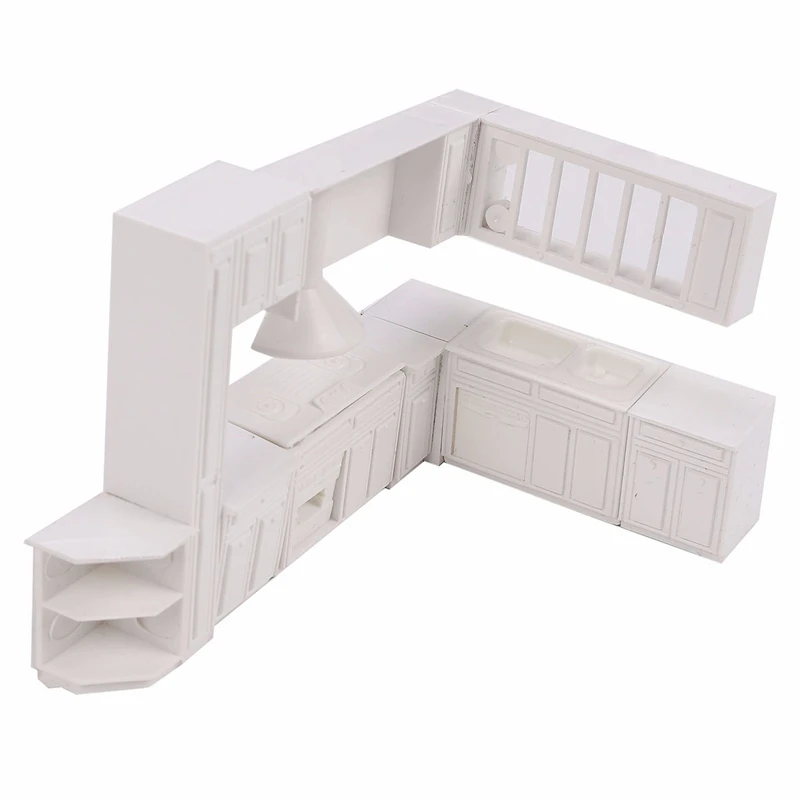 Kiwarm 16 قطع بيضاء مصغرة بيت الدمية أثاث المطبخ مجلس الوزراء خزانة خزانة مجموعة للأطفال اللعب لعب الأطفال هدية حلية