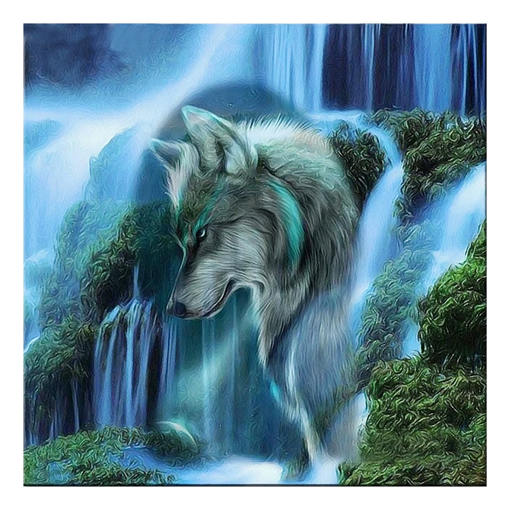 

5D Diamond Painting Waterfall Wolf Square Diamond Pattern DIY Embroidery Cross Stitch Kits Home Decor Needlework 35 X 35cm