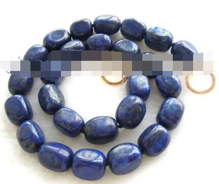 

Miss charm Jew1002 Natural 15mm Baroque Blue Lapis Lazuli Necklace 14KGP