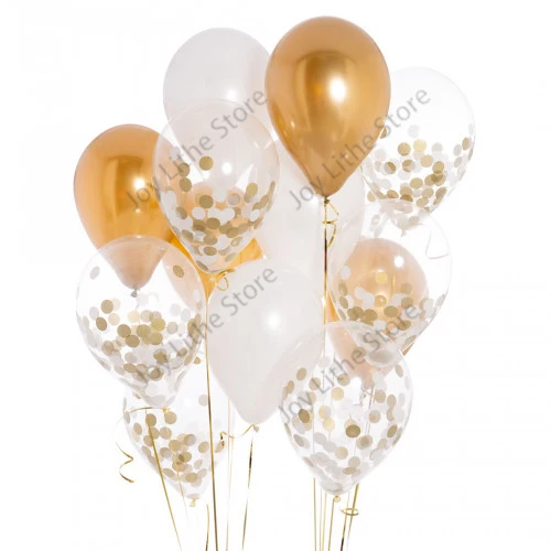

14pcs Gold and White Latex Balloons bouquet Birthday Decoration Kids and Adult 1st Birthday Decoration Ballon Wedding Balloon