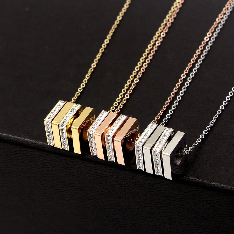 YUN RUO Новое поступление розовое золото цветная вращающаяся квадратная Подвеска