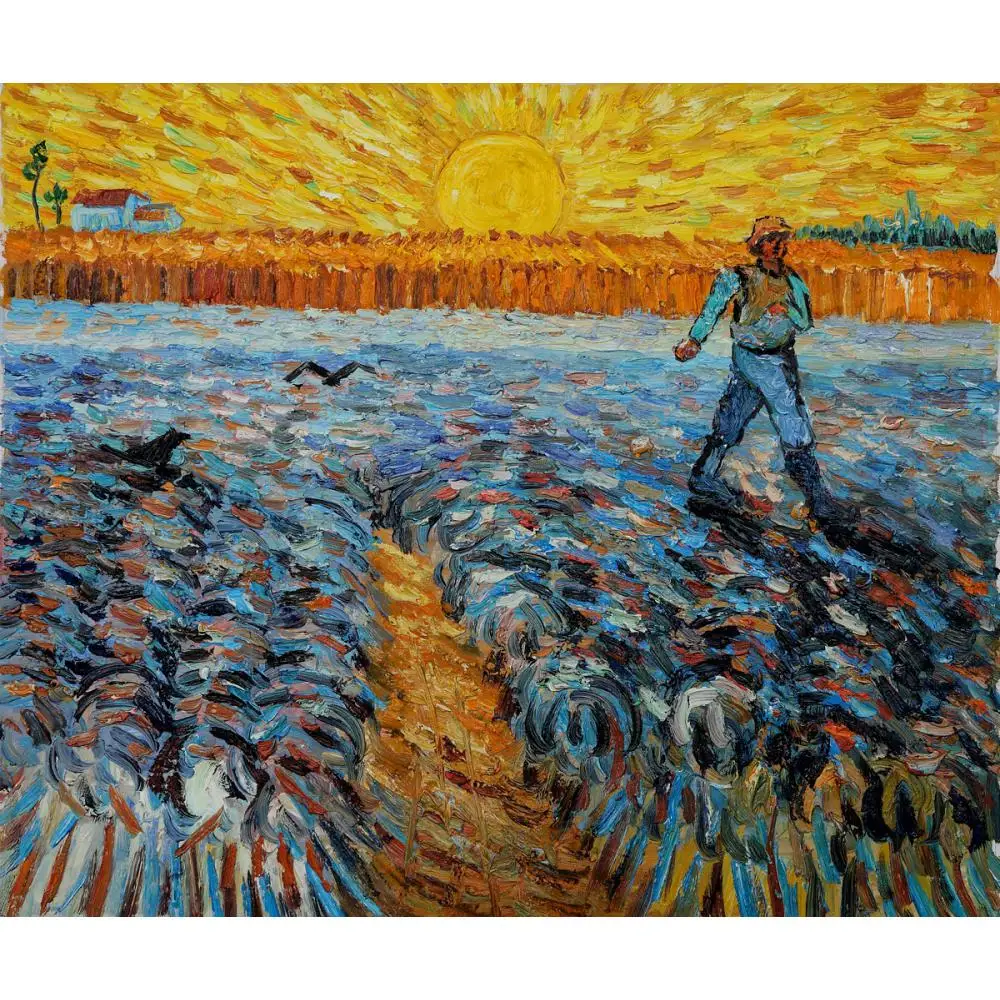 Hand Painted Oil paintings Vincent Van Gogh Canvas art Sower with Setting Sun High quality home decor | Дом и сад