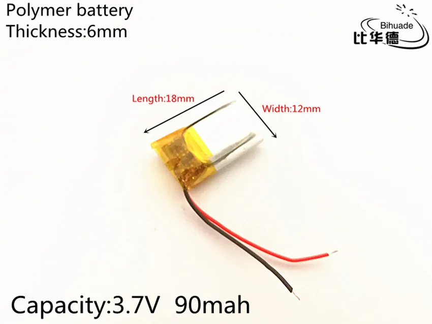 3,7 в 90 мАч 601218 литий-полимерный литий-ионный аккумулятор для Mp3 MP4 MP5 gps psp mobile bluetooth