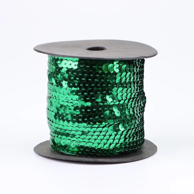 10 ярдов 6 мм AB Швейные плоские круглые Блестки отделка одежды струны в рулоне для украшения ремесла материалы аксессуары - Цвет: Dark Green as photo