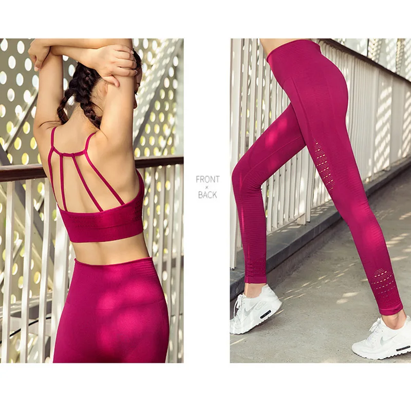 MSSNNG женские спортивные костюмы из 2 предметов, комплекты для йоги, одежда для тренировок, фитнеса, костюмы для бега, спортивная одежда, леггинсы для бега, Женский комплект YSO2 - Цвет: One Set Red